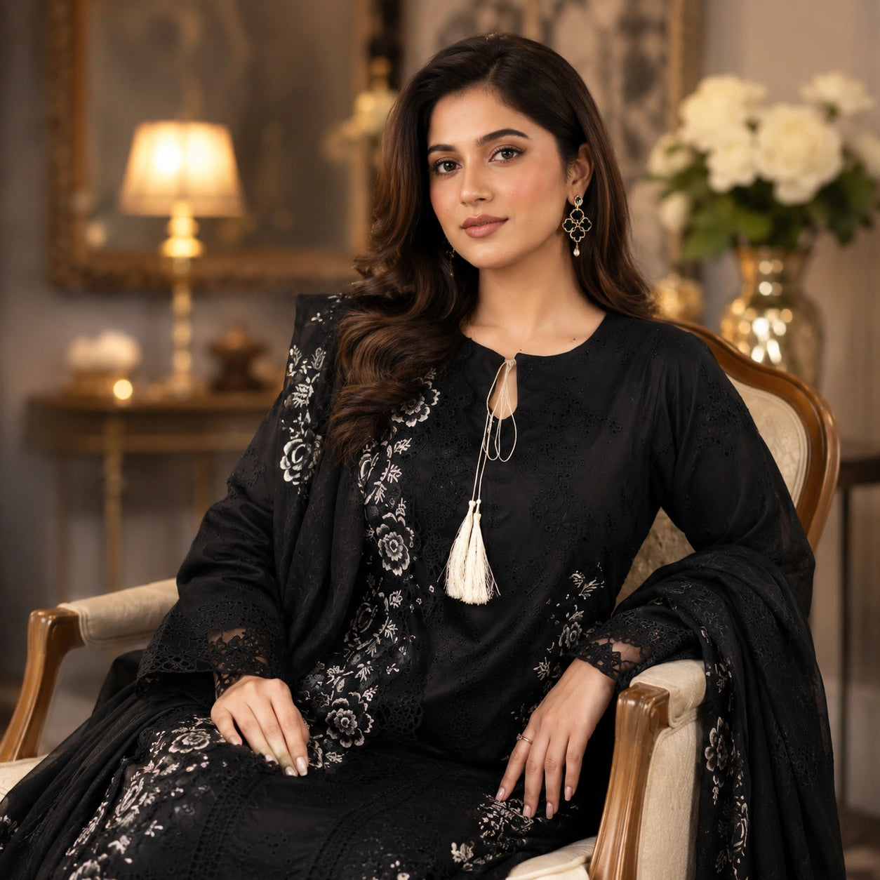 Premium Heavy Embroidery Shirt With Bamber Embroidered Dupatta.