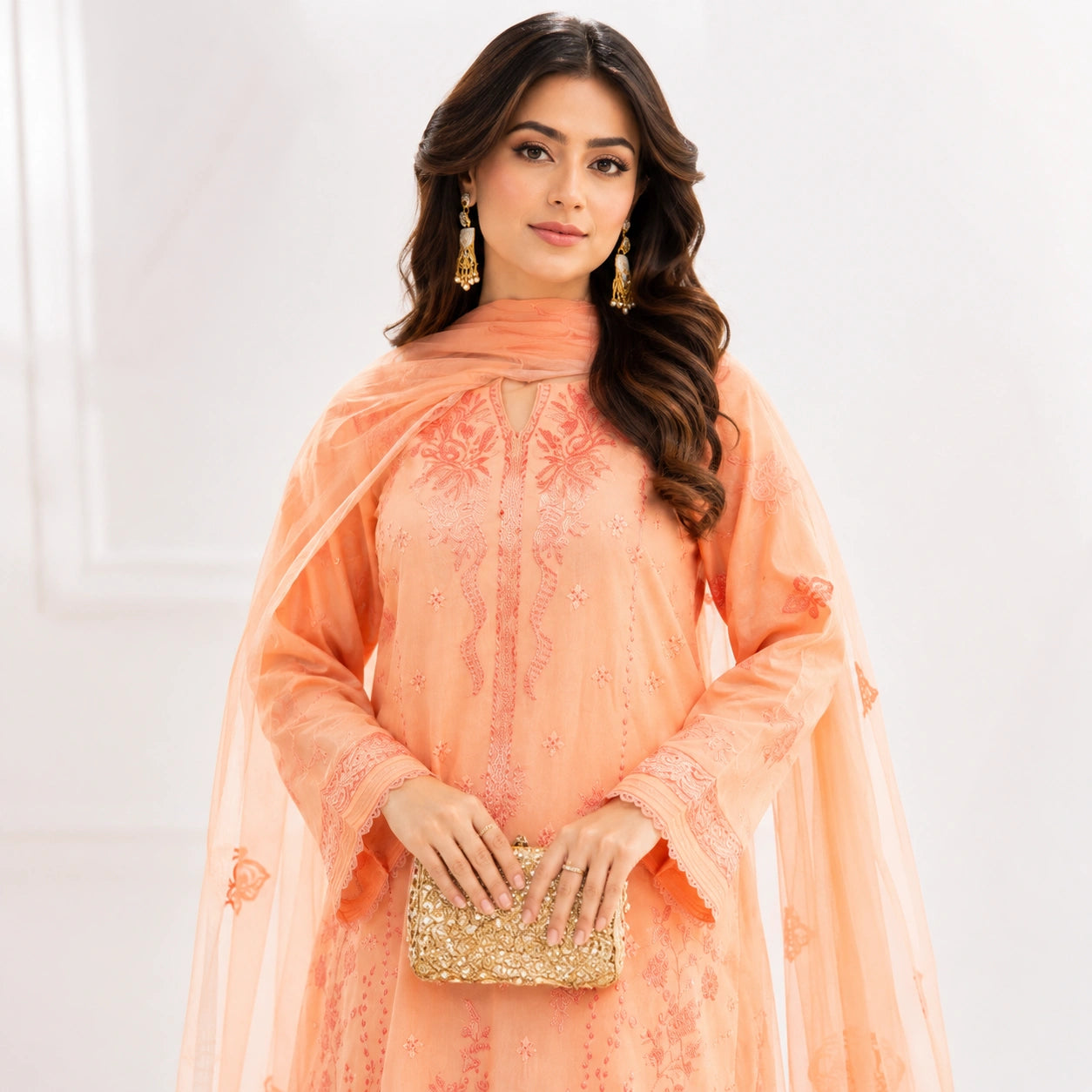 Luxury Lawn Heavy Embroidery Shirt with Bamber Embroidery Dupatta