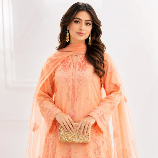 Luxury Lawn Heavy Embroidery Shirt with Bamber Embroidery Dupatta