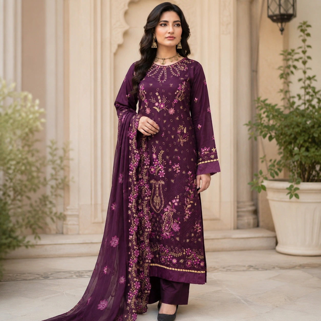 Premium Lawn Heavy Embroidery with Bamber Embroidered Dupatta