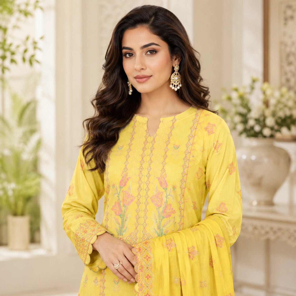 Luxury Heavy Embroidery Shirt with Bamber Embroidered Dupatta