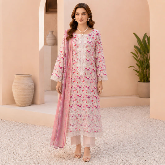 Luxury Digital Printed Embroidered 3 Piece Lawn Suit