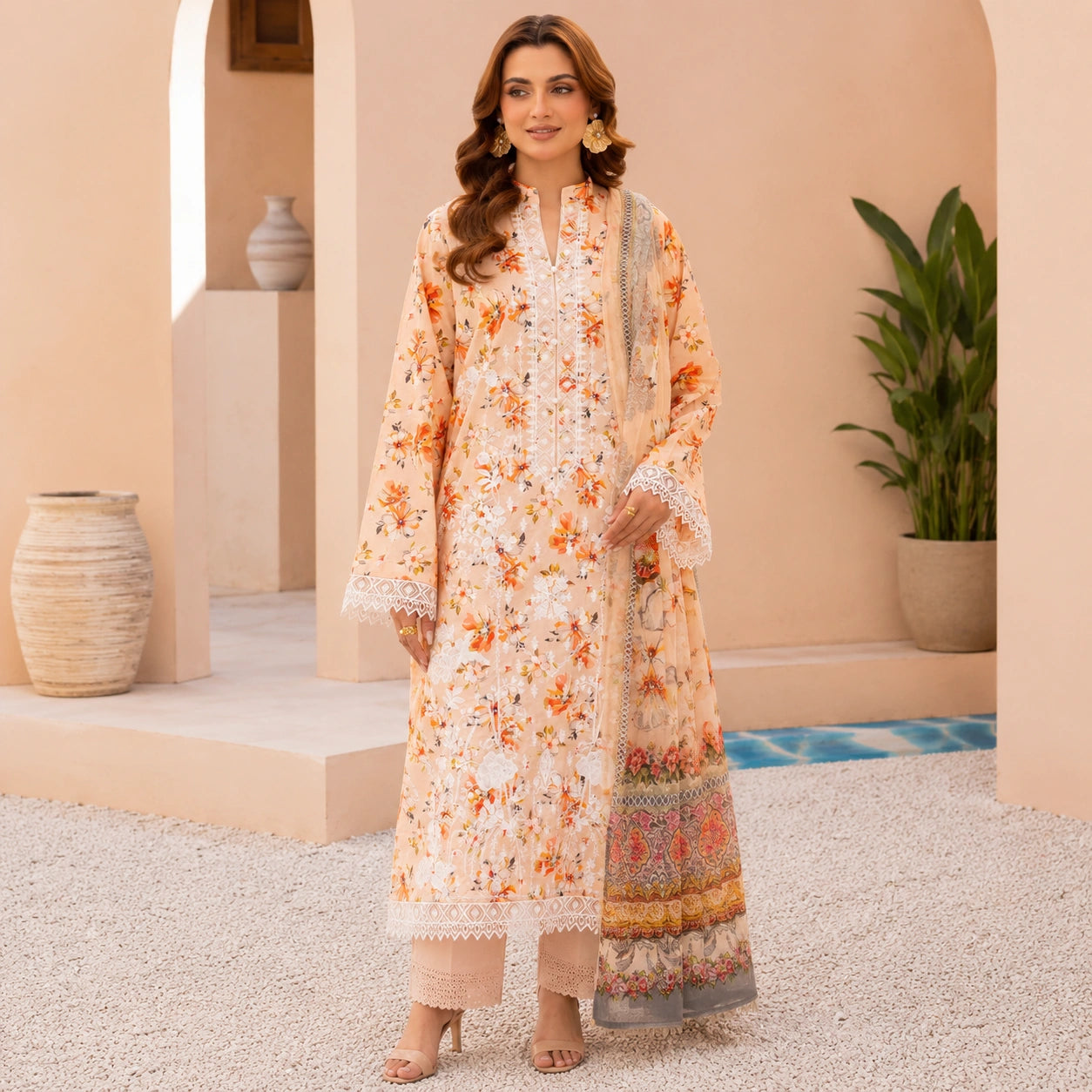 Luxury Digital Printed Embroidered 3 Piece Lawn Suit