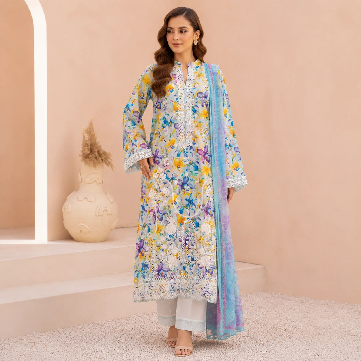 Luxury Digital Printed Embroidered 3 Piece Lawn Suit