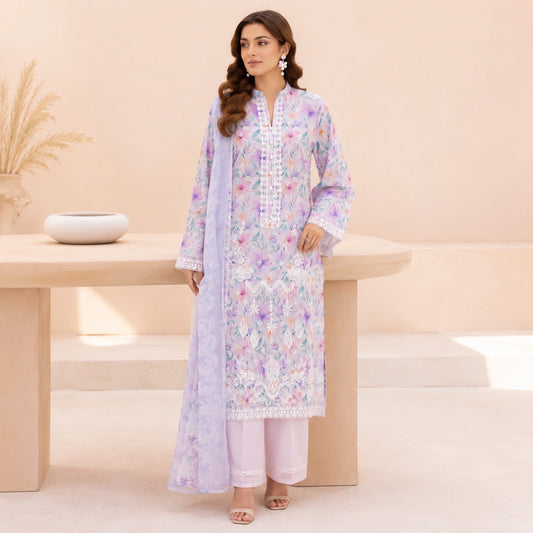 Luxury Digital Printed Embroidered 3 Piece Lawn Suit