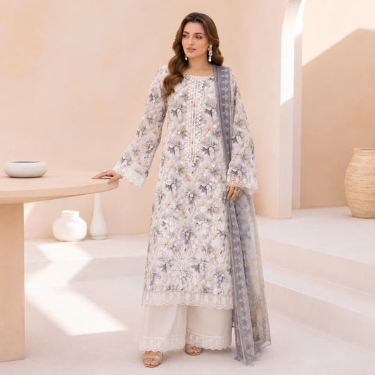 Luxury Digital Printed Embroidered 3 Piece Lawn Suit