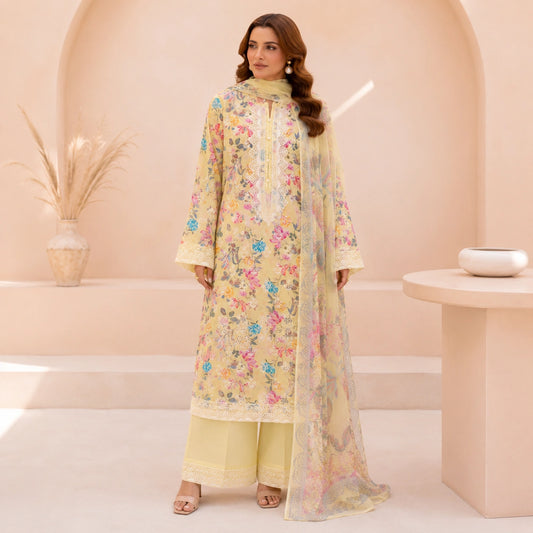 Luxury Digital Printed Embroidered 3 Piece Lawn Suit
