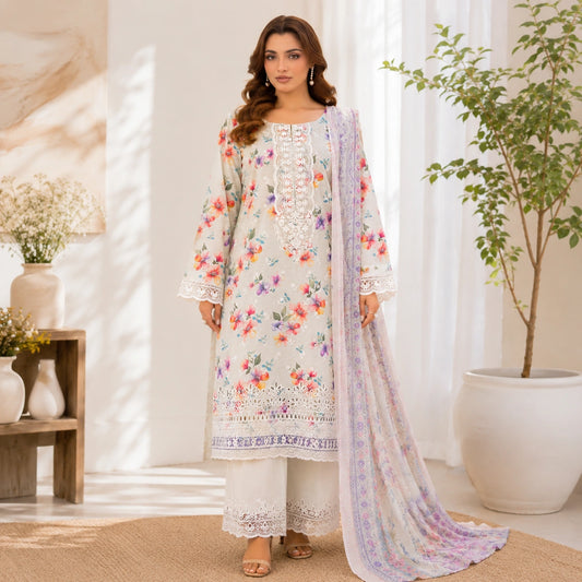 Luxury Digital Printed Embroidered 3 Piece Lawn Suit