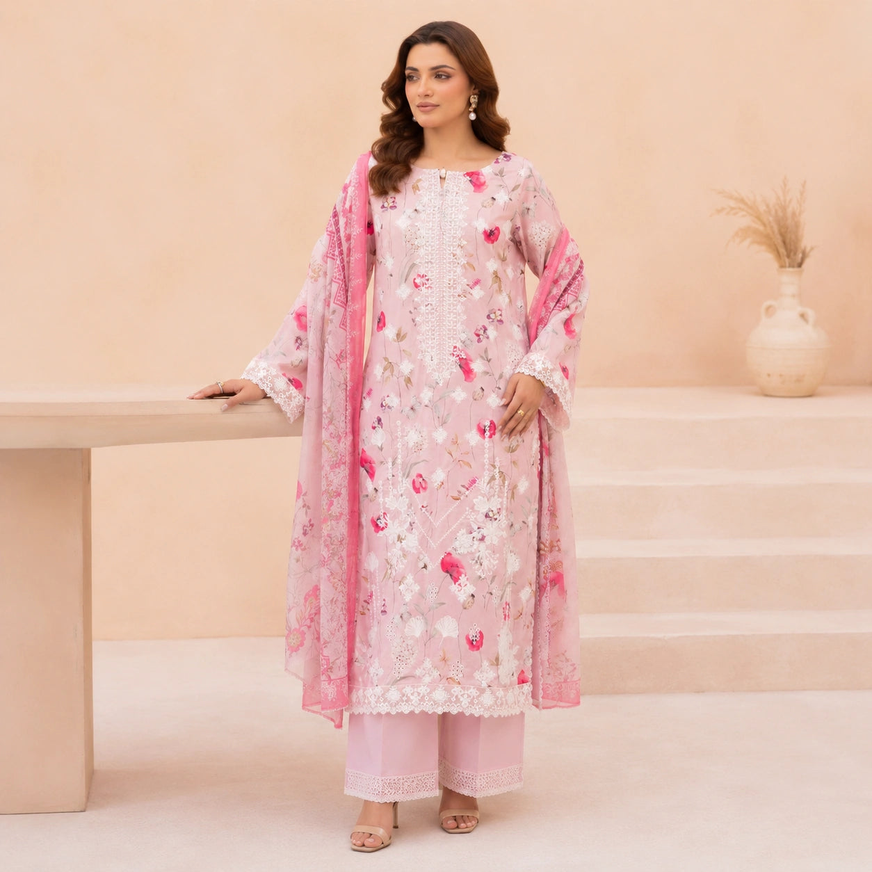 Luxury Digital Printed Embroidered 3 Piece Lawn Suit