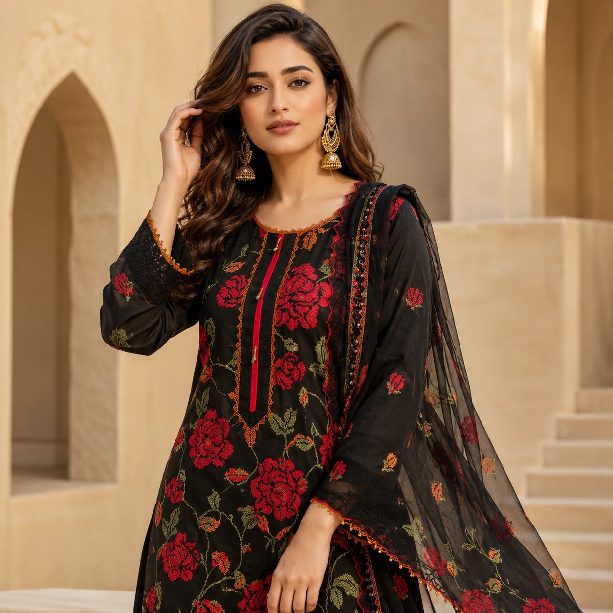 Luxury Lawn Heavy Embroidery Shirt Bamber Embroidery Dupatta