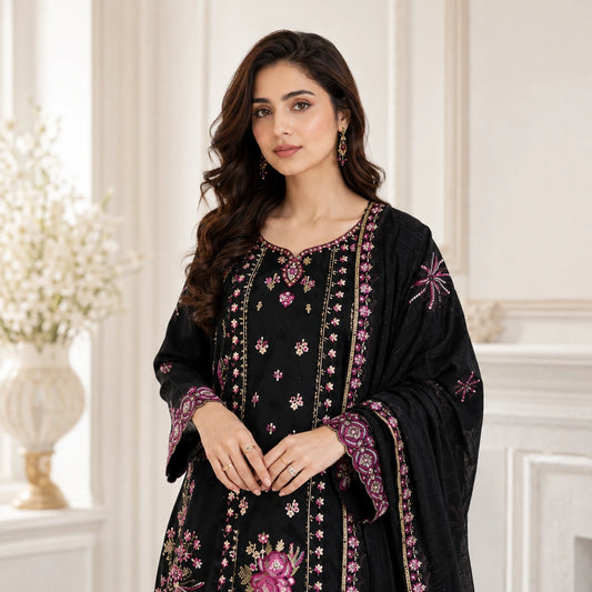 Luxury Lawn Heavy Embroidery Shirt with Bamber Embroidered Dupatta