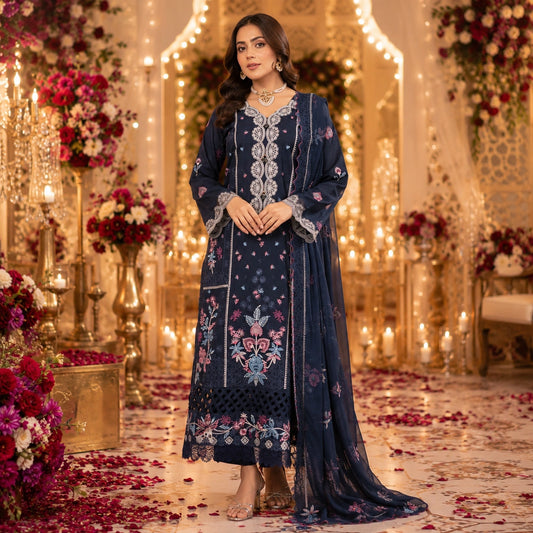 Luxury Lawn Heavy Embroidery Shirt with Bamber Embroidery Dupatta