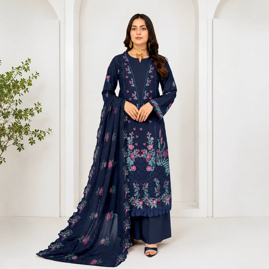 Elegant Heavy Embroidered Lawn Shirt with Bamber Embroidered Dupatta