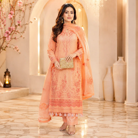 Luxury Lawn Heavy Embroidery Shirt with Bamber Embroidery Dupatta