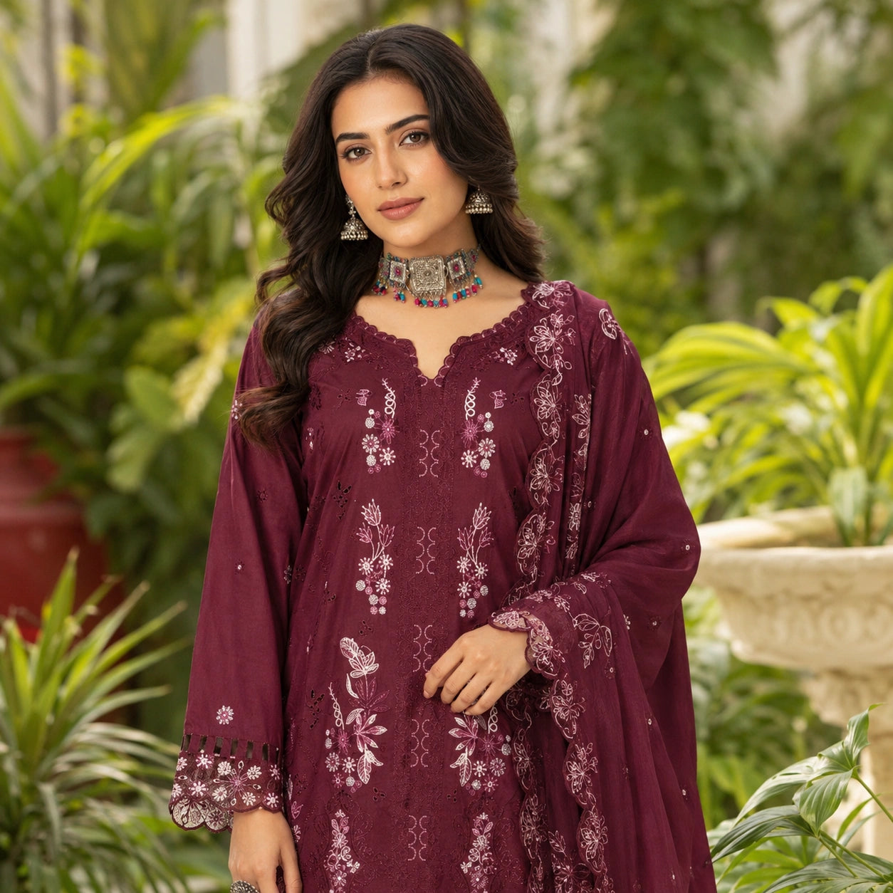 Luxury Lawn Heavy Embroidery Shirt with Bamber Embroidery Dupatta