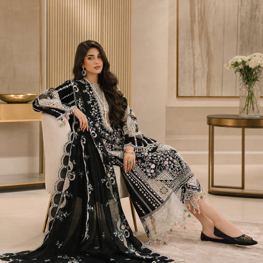 Luxury Air Jet Lawn 3 Piece Embroidered Dress with Bamber Chiffon Dupatta