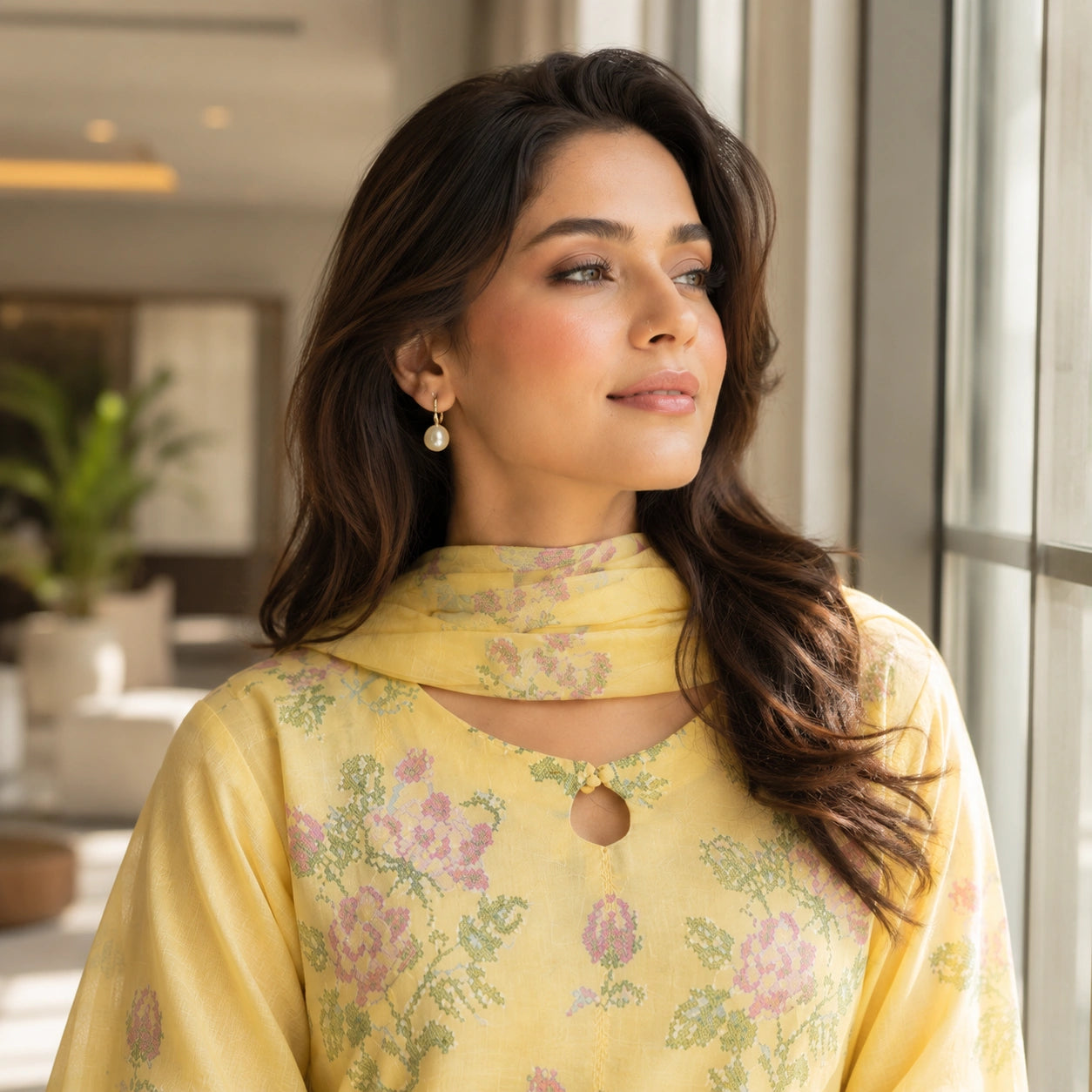 Luxury Lawn Heavy Embroidery Shirt with Bamber Dupatta